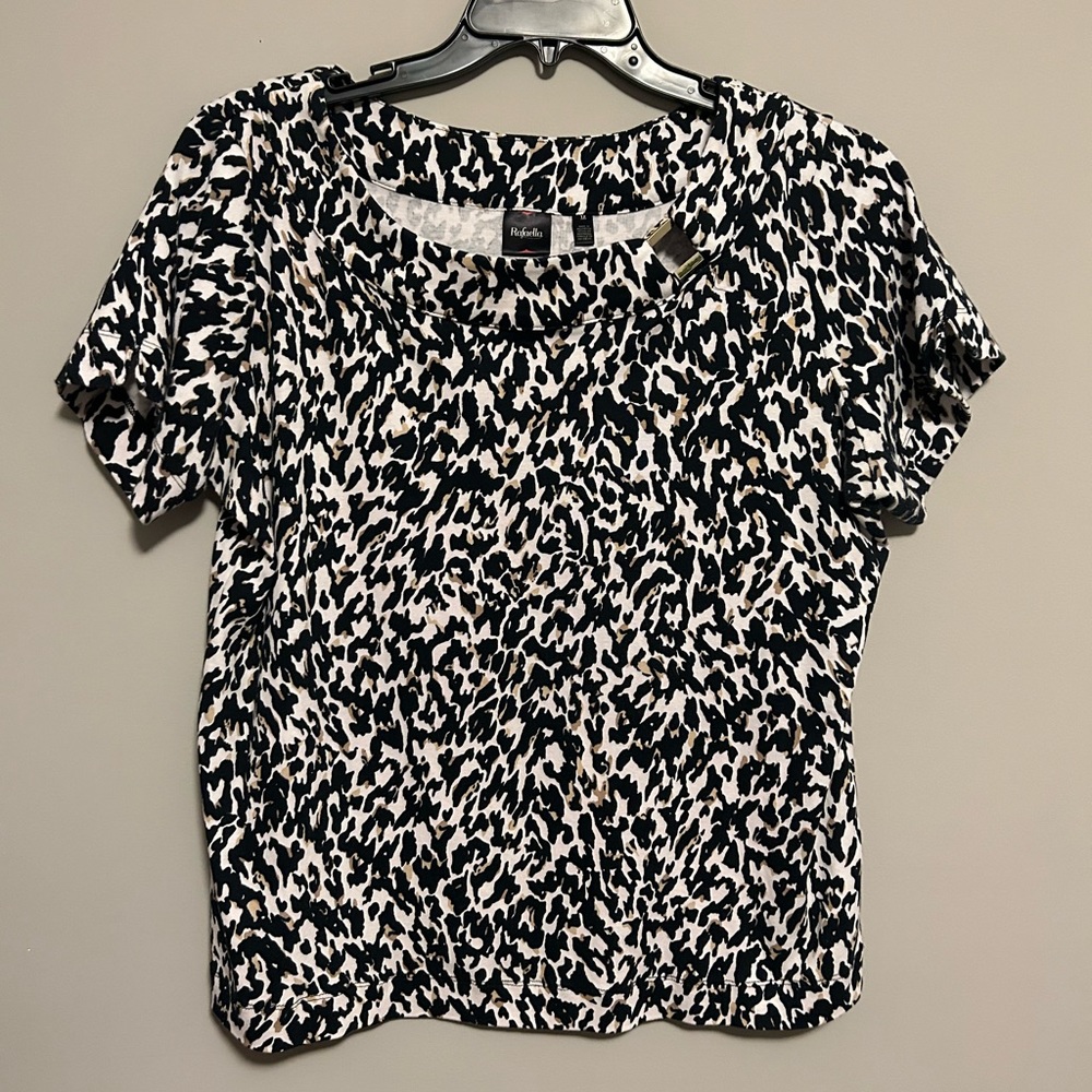 Rafaella Short Sleeve Animal Print Top